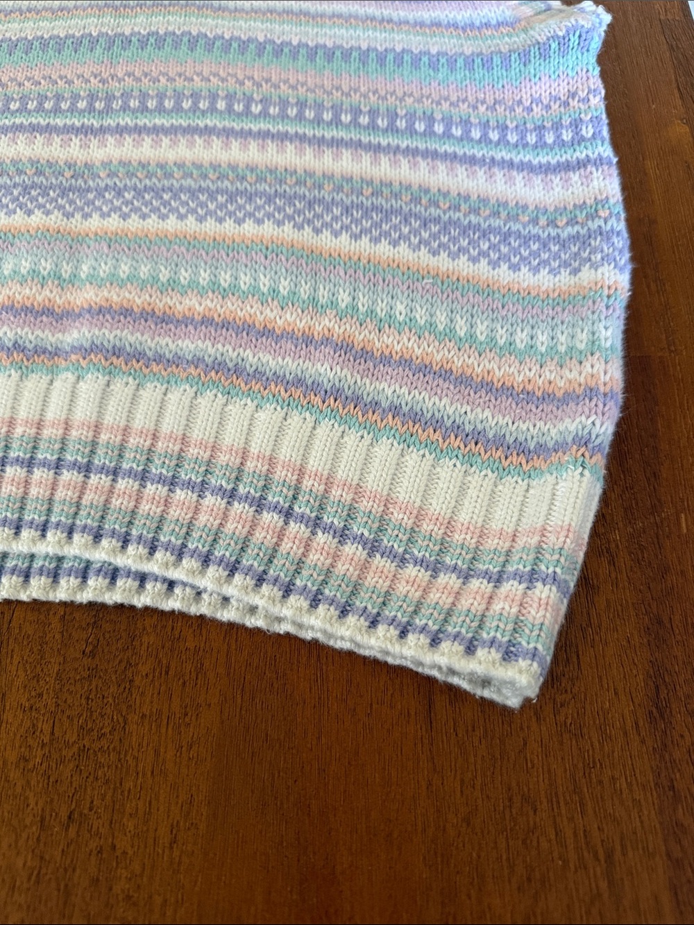 Lord & Taylor Pastel Striped Sleeveless Crewneck Sweater Vest - Picture 8 of 9